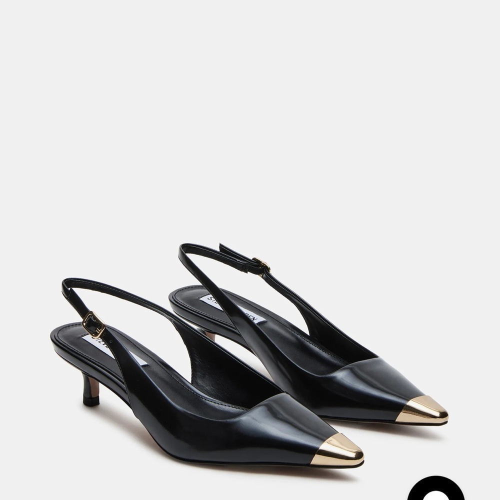 Elegant Black and Gold Slingback Heels Steve Madden